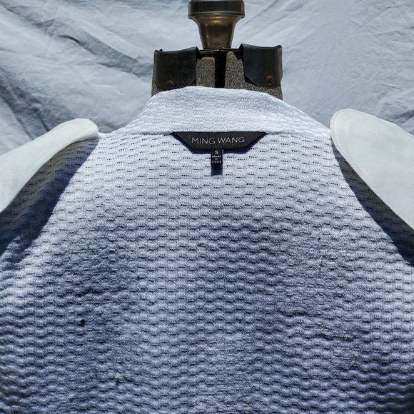 Ming Wang White Knit Jacket Black Embroidery - Picture 16 of 16